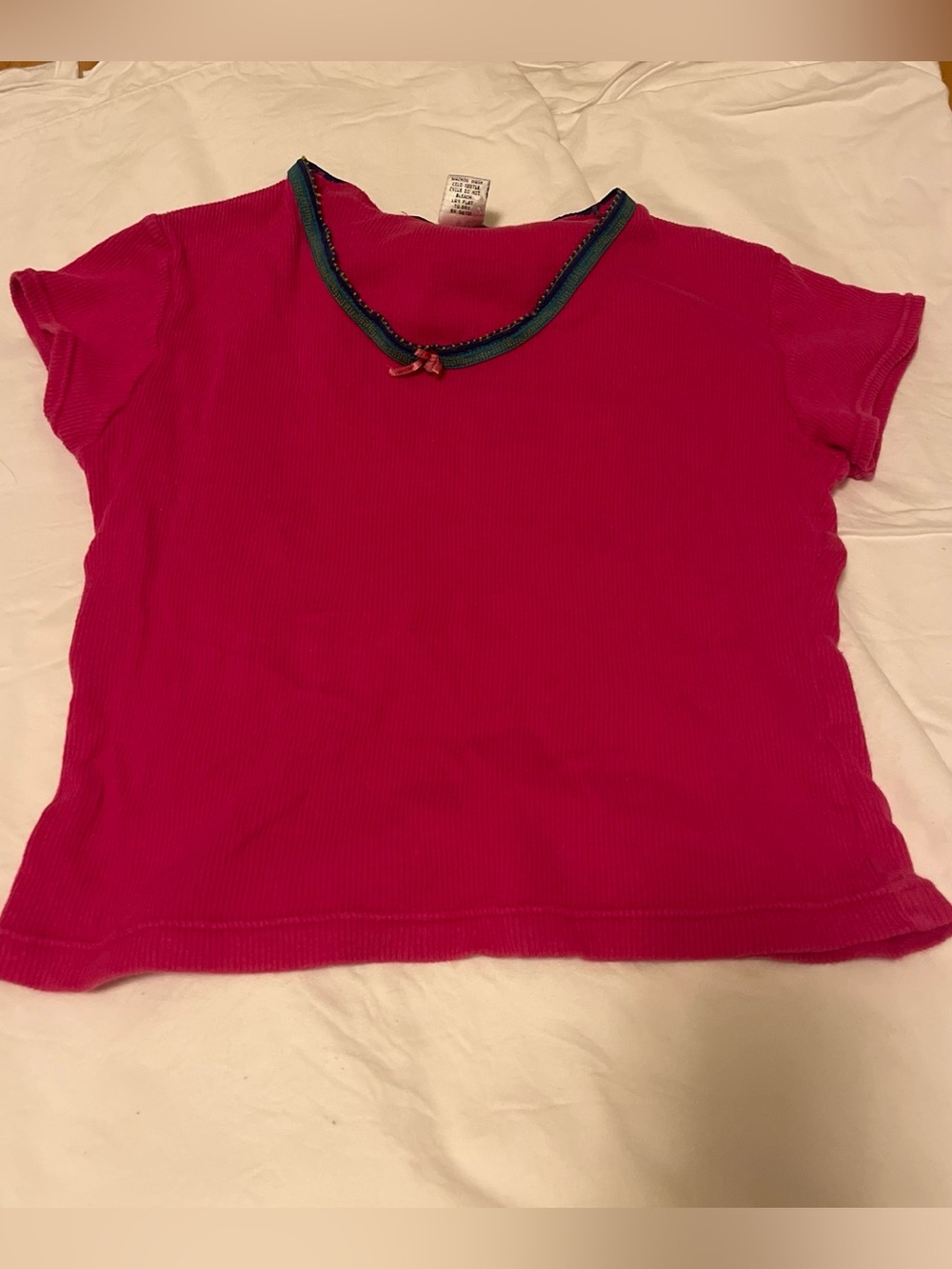 Kids Bright Pink Short Sleeve Tee with Contrasting Trim